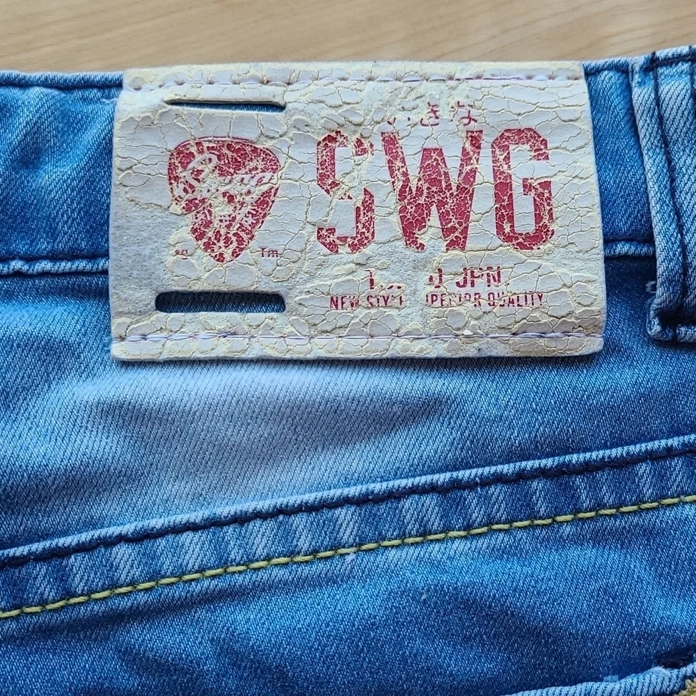 Swag Junior Distressed Patched Jeans - Light Wash